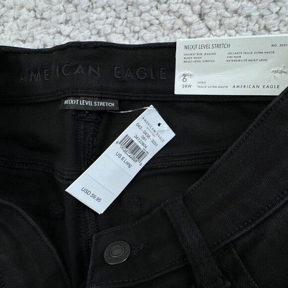American Eagle Next Level Stretch Highest Rise Jegging Black 6 Long NEW - Picture 6 of 13